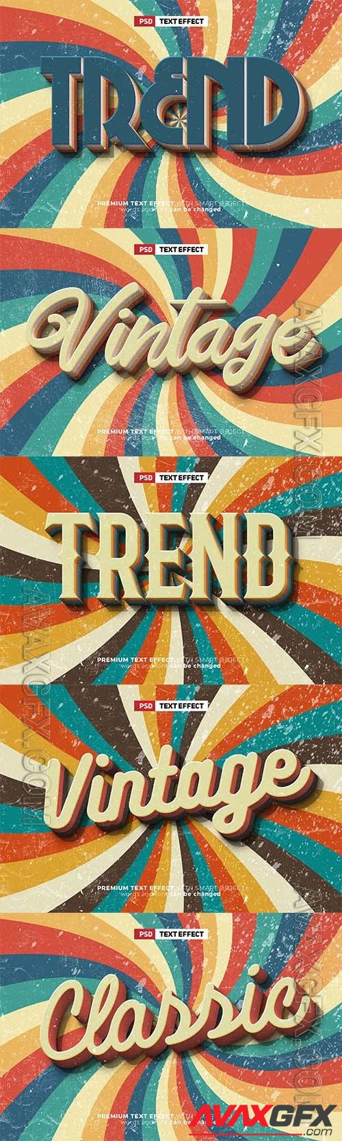 Old trend retro vintage 3d editable text effect psd