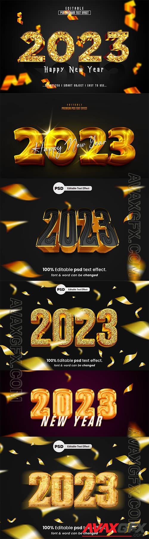 2023 new year 3d editable psd text effect