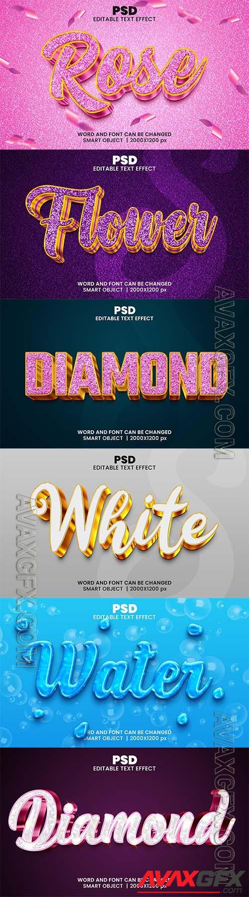 Psd style text effect editable set vol 6