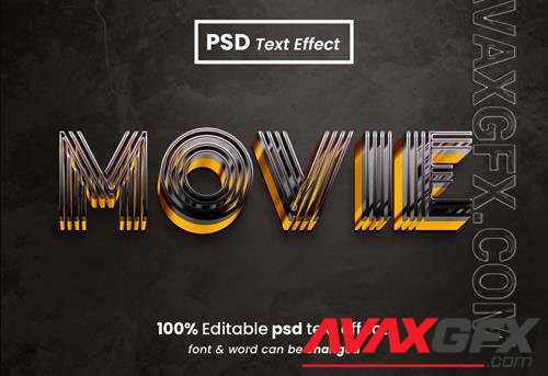 Movie 3d editable psd text effect