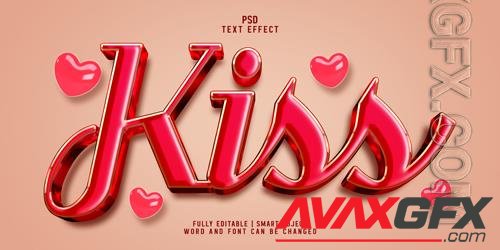 Kiss elegant 3d realistic psd text effect style template