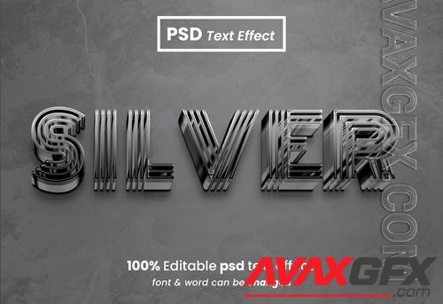 Silver 3d editable psd text effect