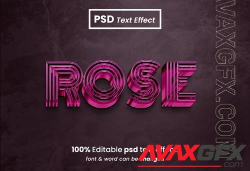 Rose 3d editable psd text effect