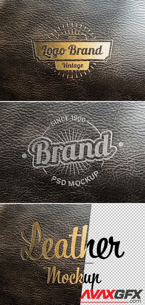 AdobeStock - Logo Mockup with Debossed Gold Effect on Leather Texture 427281879