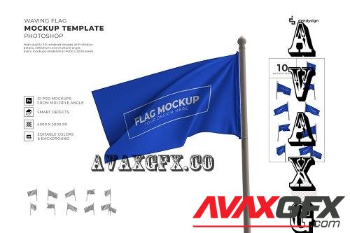 Waving Flag Mockup Template Set - 2326111
