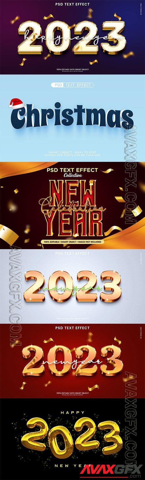 Christmas and new year 2023 celebration text effect psd