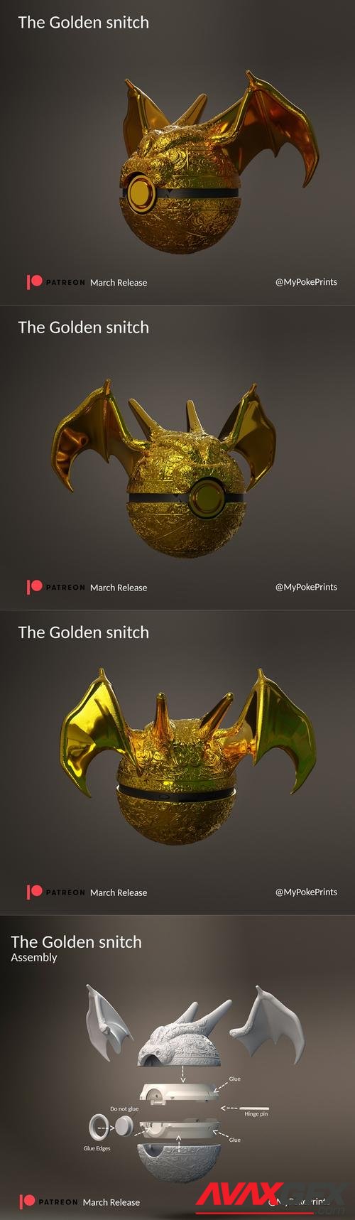 MyPokePrints - Pokeball (Golden Snitch) – 3D Print