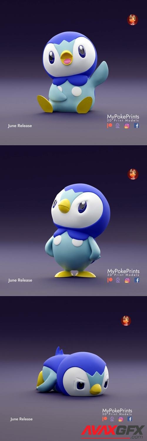 MyPokePrints - Piplup (Sitting and Grump and Depressed) – 3D Print