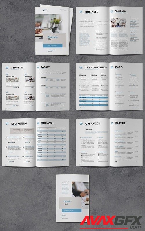 AdobeStock - Minimal Business Plan Template with Blue and Beige Accents 540480335