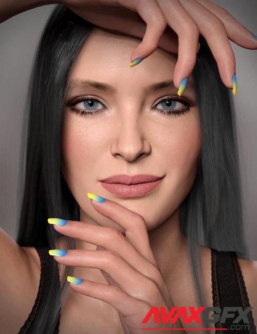 Blue Sky Nails for Genesis 8 and 8.1 Female