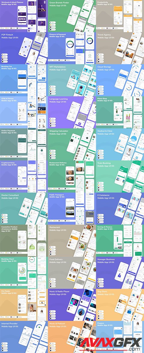 33 Mobile App UI Kits Pack
