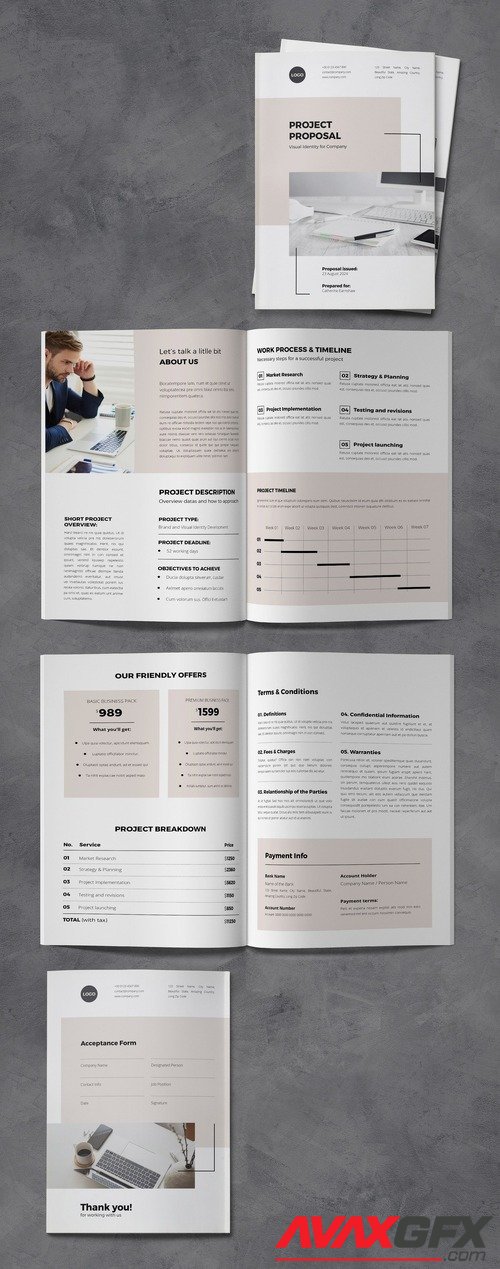 Adobestock - Proposal Brochure Template with Beige Accents 537880773