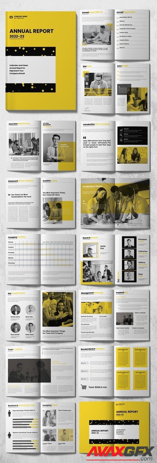 Adobestock - Annual Report Brochure Layout with Yellow Accents 513056248