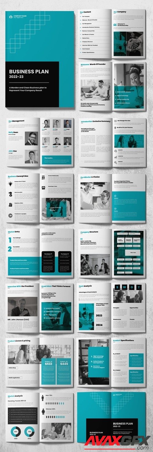 Adobestock - Business Plan Layout with Blue Accents 513056230
