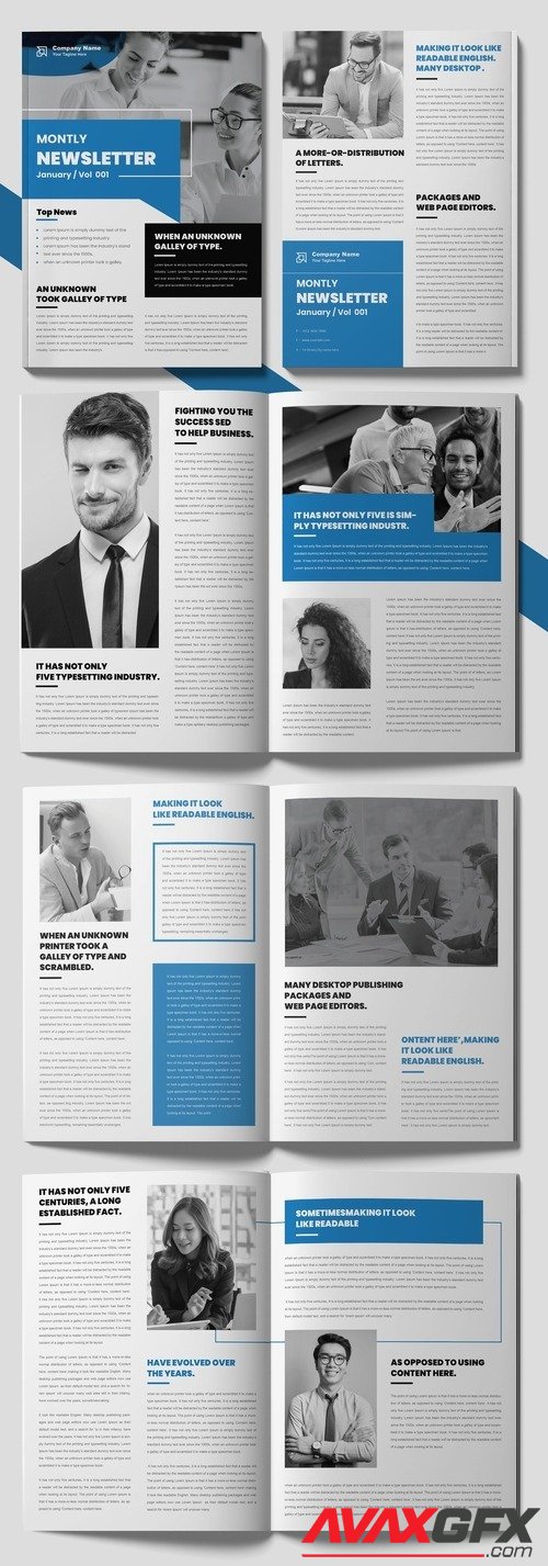 Adobestock - Business Newsletter Layout with Blue Accents 513056238