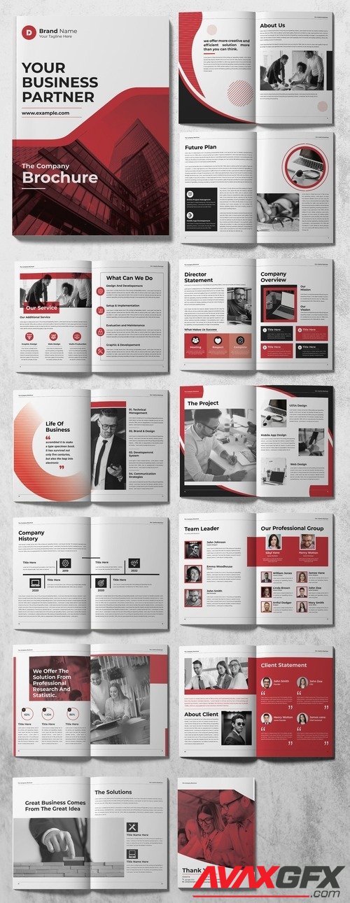 Adobestock - Company Profile Brochure Layout with Salmon Red Accents 513055950