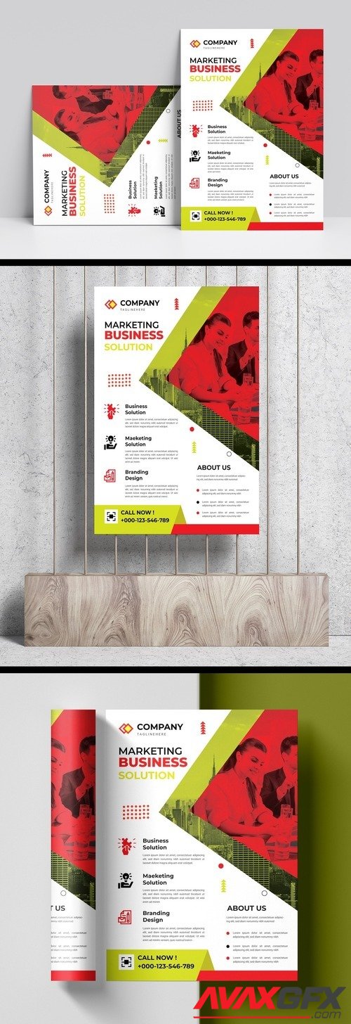 Adobestock - Multipurpose Flyer Layout with Red Accent 509470019