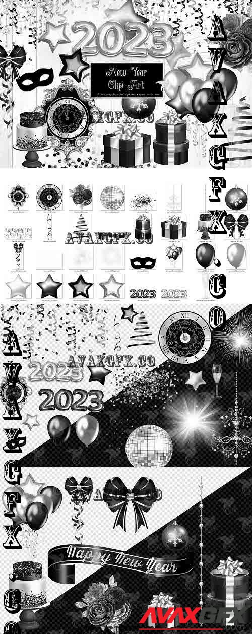 Silver New Years Clipart - 10948650