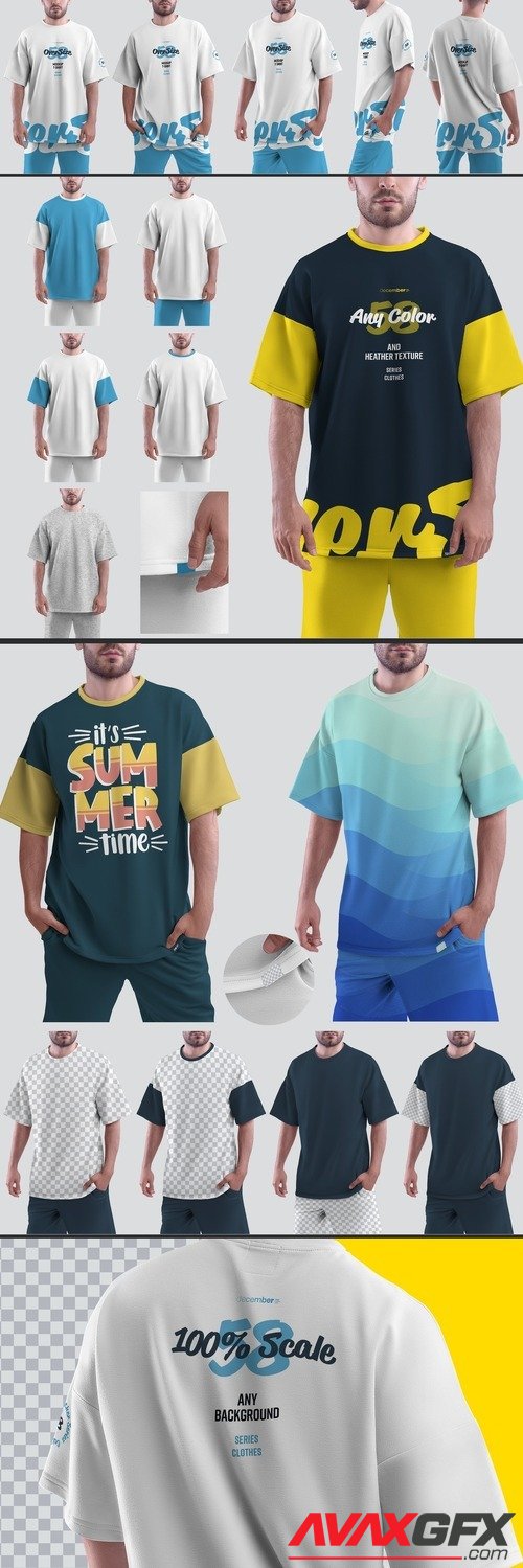 Adobestock - 4 Mockups Oversize T-Shirt and Shorts 527668555
