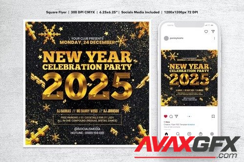 Happy New Year Party Flyer M7GLVVS