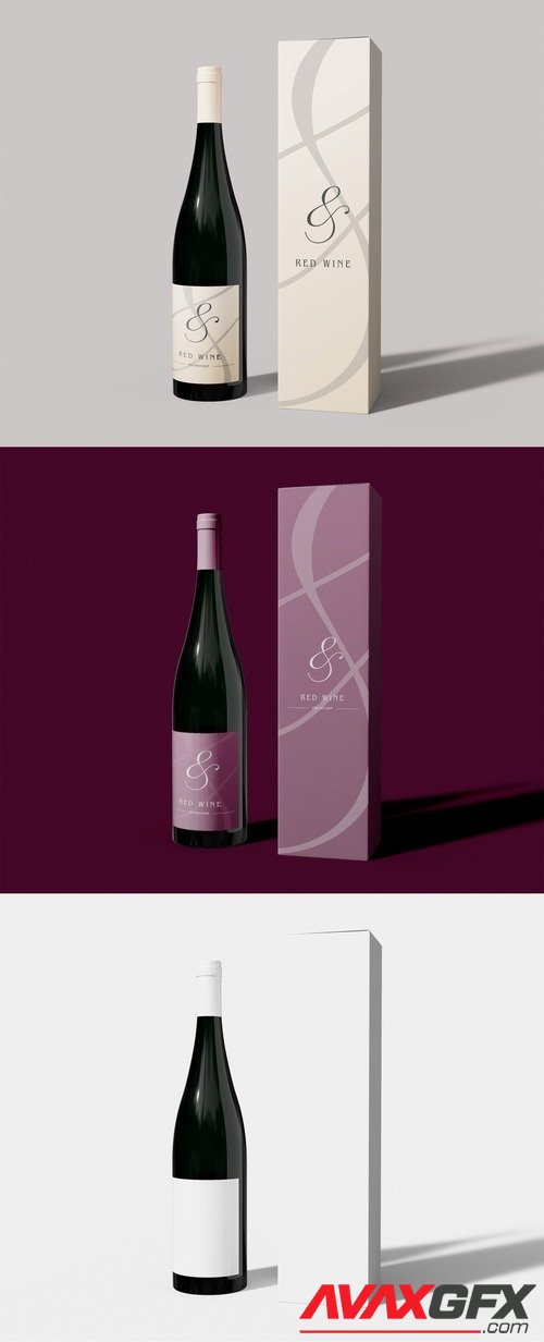 Adobestock - Wine Bottle with Box Mockup 507156754