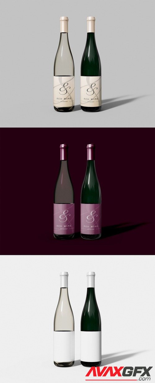 Adobestock - Front View of Two Wine Bottles Mockup 507156760