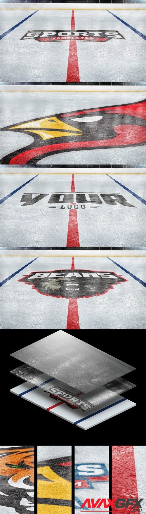 Ice Hockey Rink Photoshop Logo Mockup