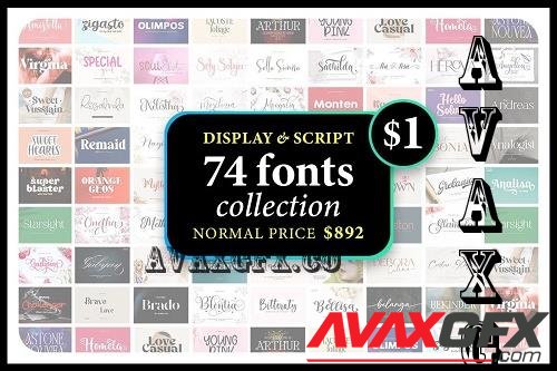 Display & Script Font Collection - 74 Premium Fonts