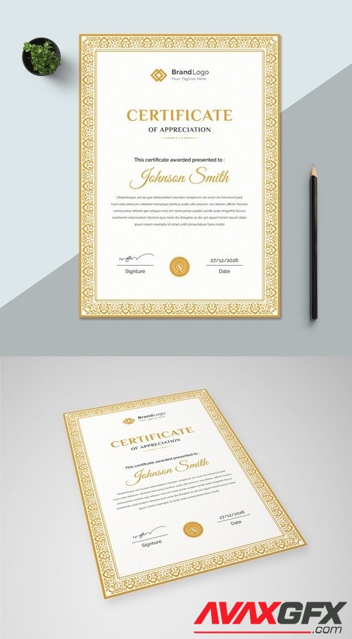 Adobestock - Simple Orange Certificate Layout 519425928