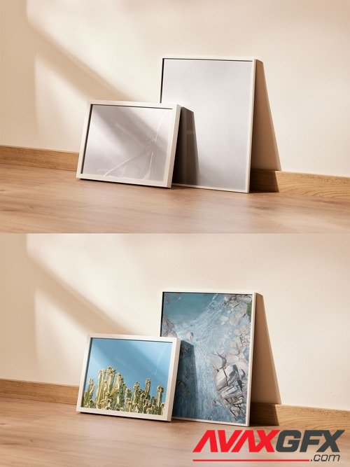 Adobestock - Group of Two Picture Frames Lean on a Wall 535855096