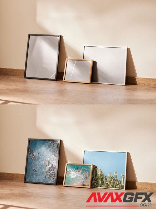 Adobestock - Group of Frames Mockup Leaning on Wall 535855092