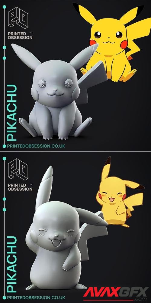 Printed Obsession - Pkachu and Pikachu 2 - Embarrised – 3D Print
