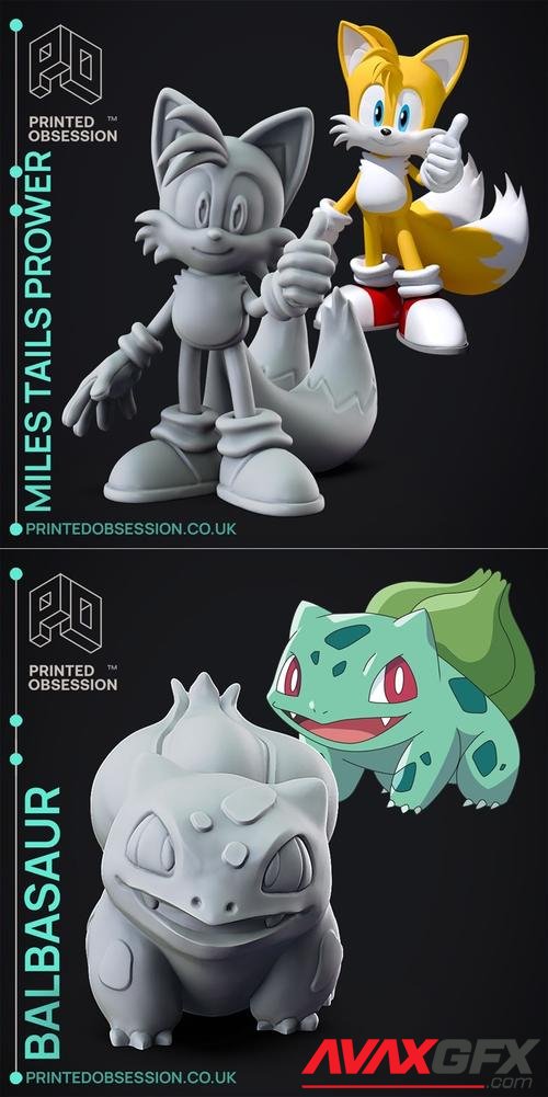 Printed Obsession - Bulbasaur and Tails - Sonic The Hedgehog-Fanart – 3D Print