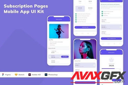 Subscription Pages Mobile App UI Kit RDKZ4CU