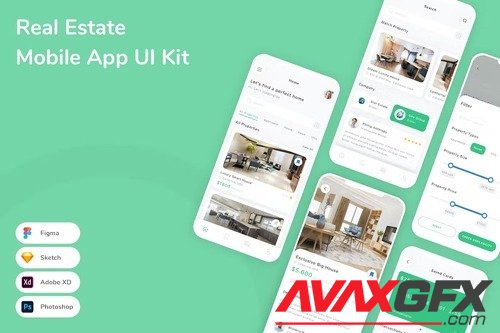 Real Estate Mobile App UI Kit FP3G8DA