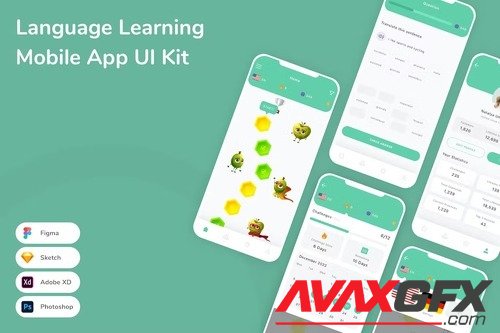 Language Learning Mobile App UI Kit 4MX2UBQ