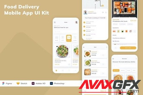 Food Delivery Mobile App UI Kit RMXNVYU