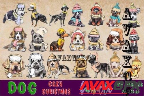 Dog Cozy Christmas Clipart Bundle