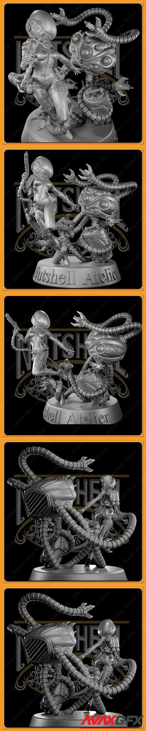 Nutshell Atelier - Space girl and Monster – 3D Print