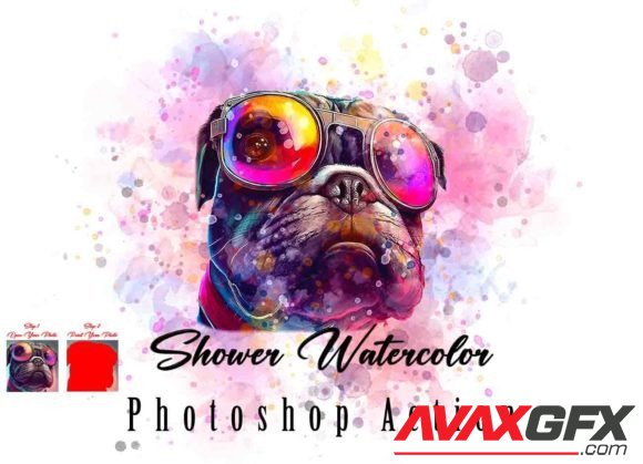 CreativeMarket - Shower Watercolor Photoshop Action 10959873