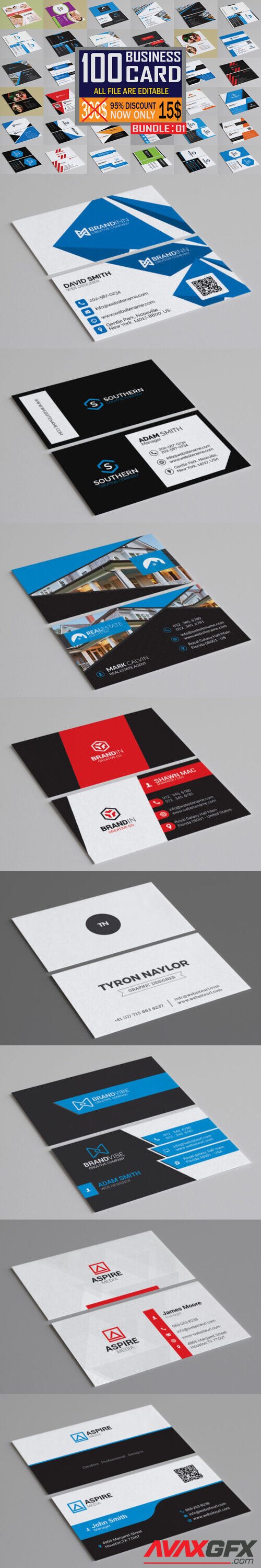 100 Business Card Design Bundle PSD
