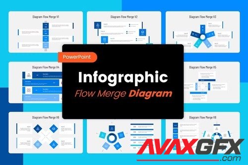 Bundle Diagram Flow Merge Powerpoint, Keynote and Google Slides Template