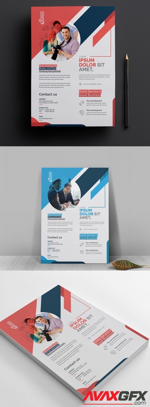 Adobestock - Multipurpose Flyer Template with Blue Vector Accents 521501867