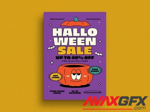 Adobestock - Trendy Cartoon Halloween Sale Flyer 529495649