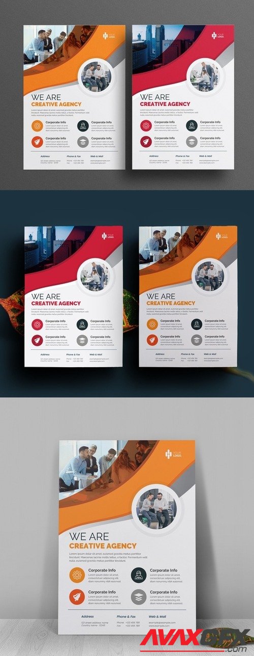 Adobestock - Corporate Business Flyer Templates with Red Accents 521501866
