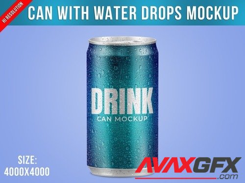 Adobestock - Can with Water Drops Mockup 527900210