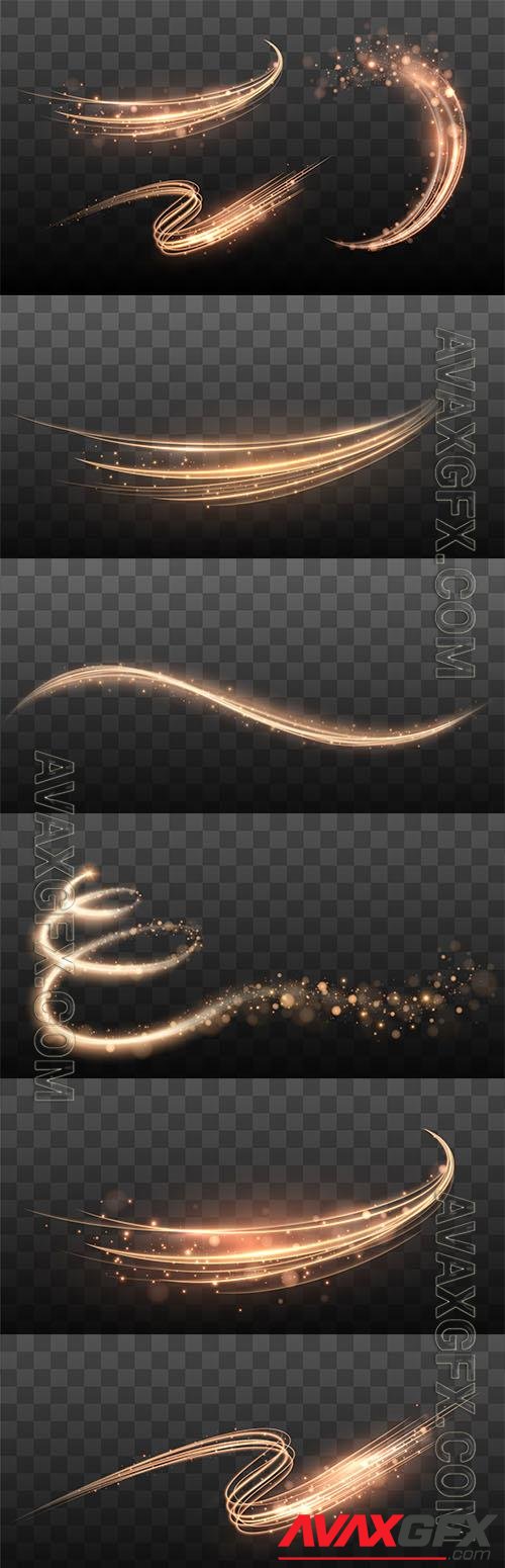 Vector shining magic lines, glowing trail wave vector light effect vector illustration