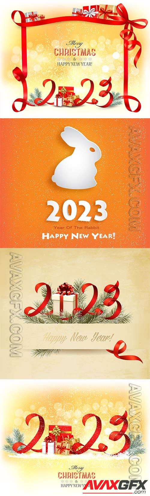 2023 happy new year holiday background with rabbit