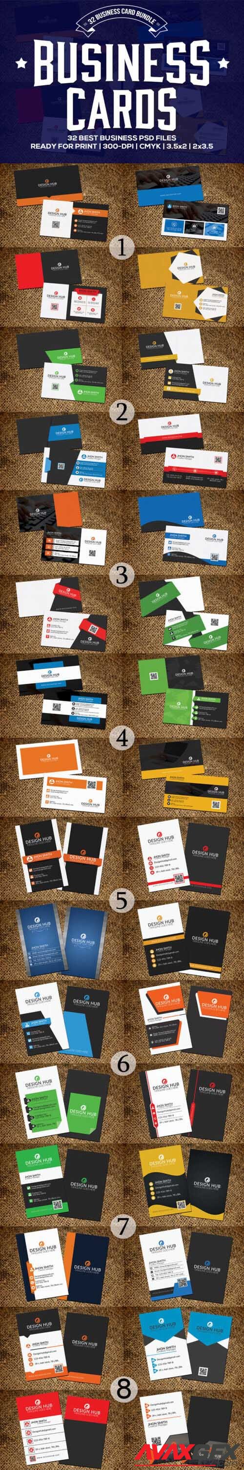  Professional 32 Business Cards Bundle 