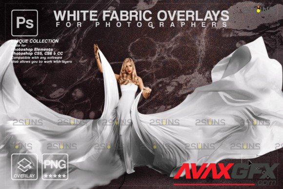 White Flying Fabric Photoshop Overlays 